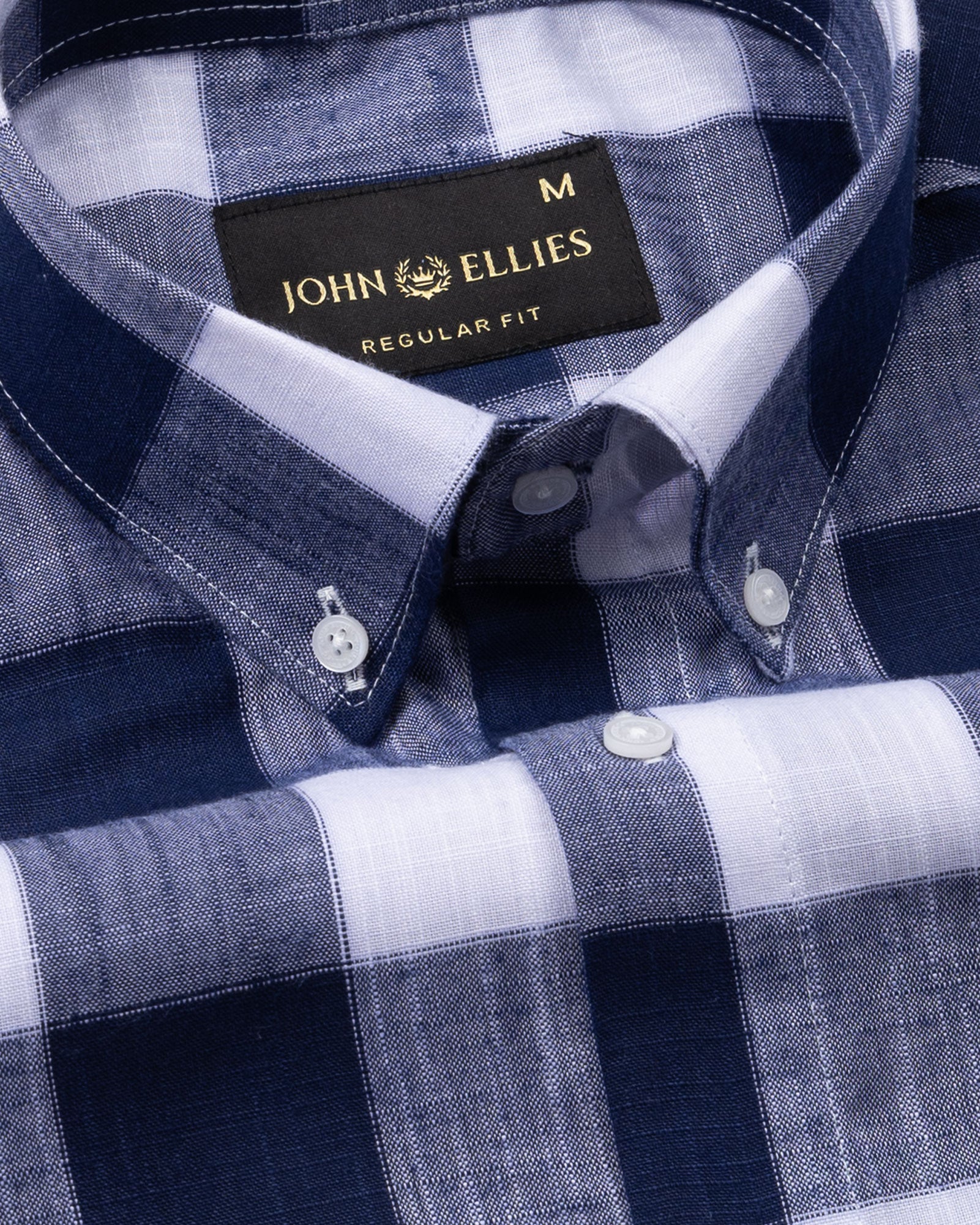 Plix Blue Check Button Down Linen Shirt - John Ellies