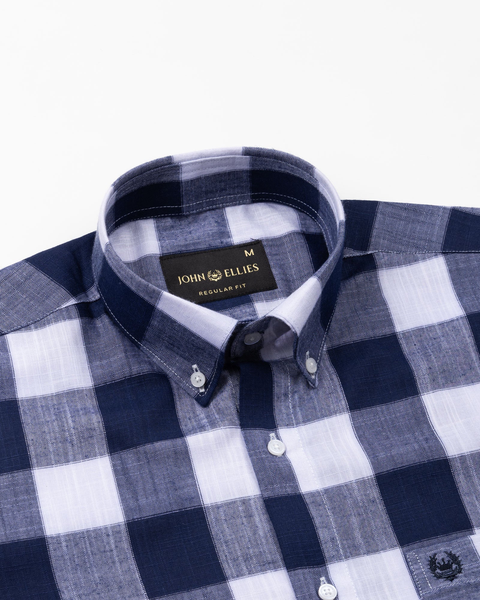 Plix Blue Check Button Down Linen Shirt - John Ellies