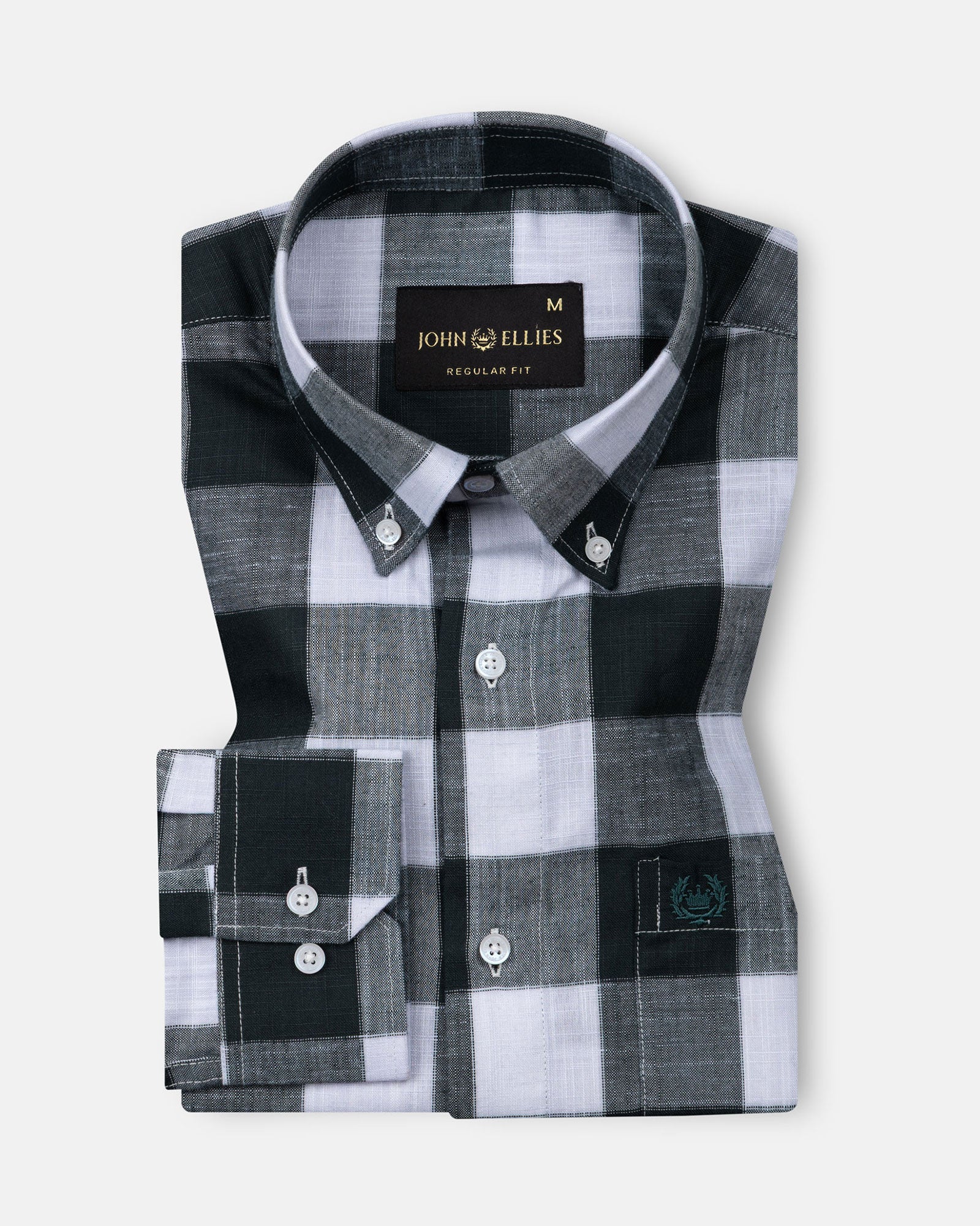 Plix Green Check Button Down Linen Shirt - John Ellies