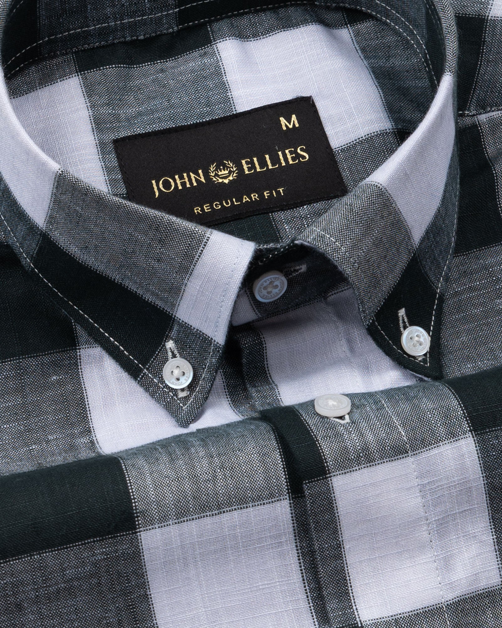 Plix Green Check Button Down Linen Shirt - John Ellies