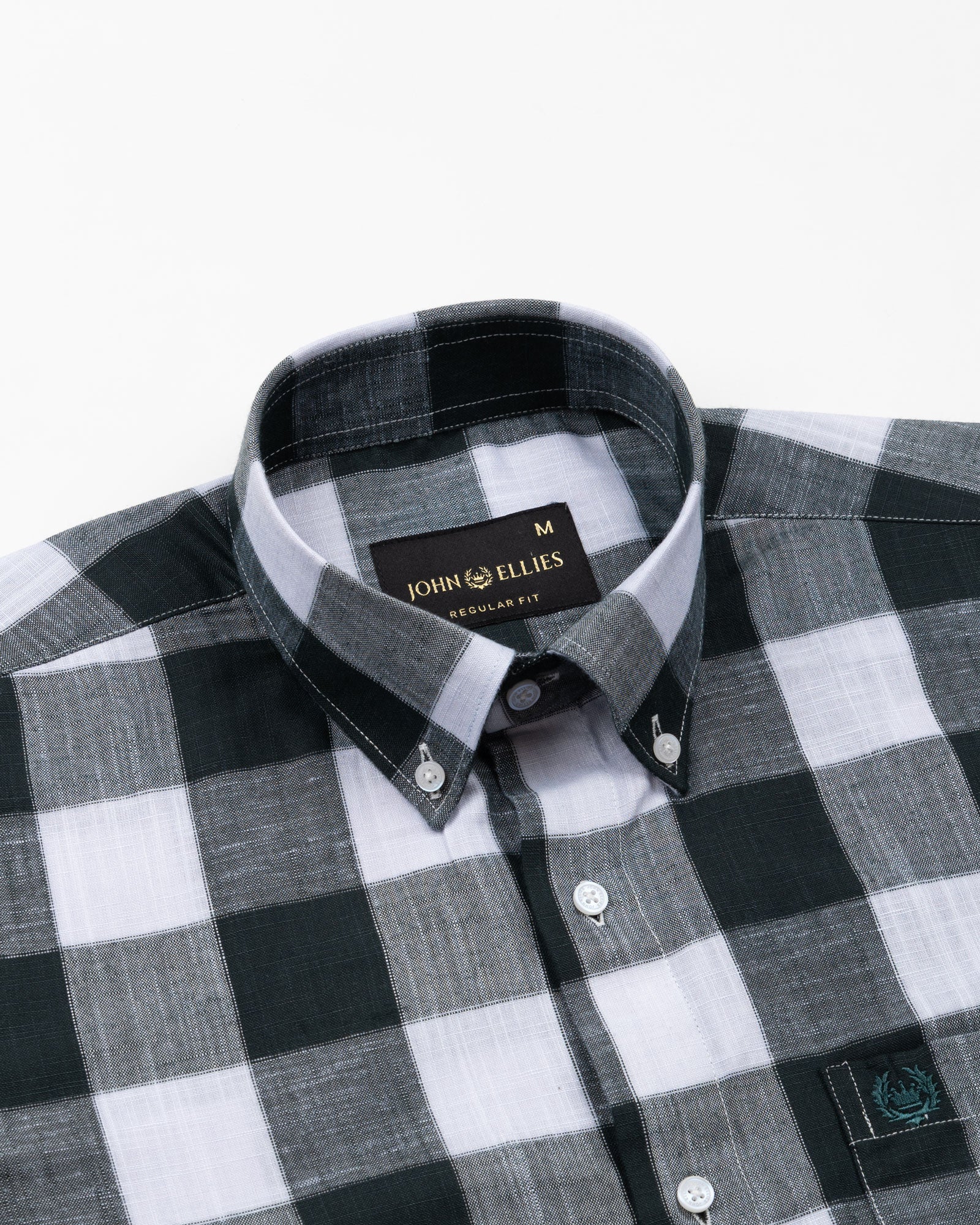 Plix Green Check Button Down Linen Shirt - John Ellies