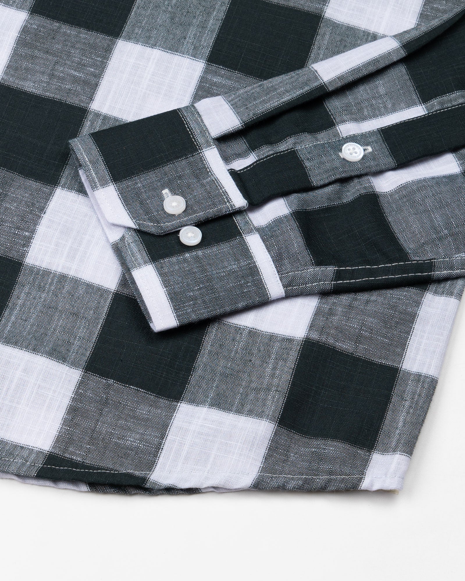 Plix Green Check Button Down Linen Shirt - John Ellies