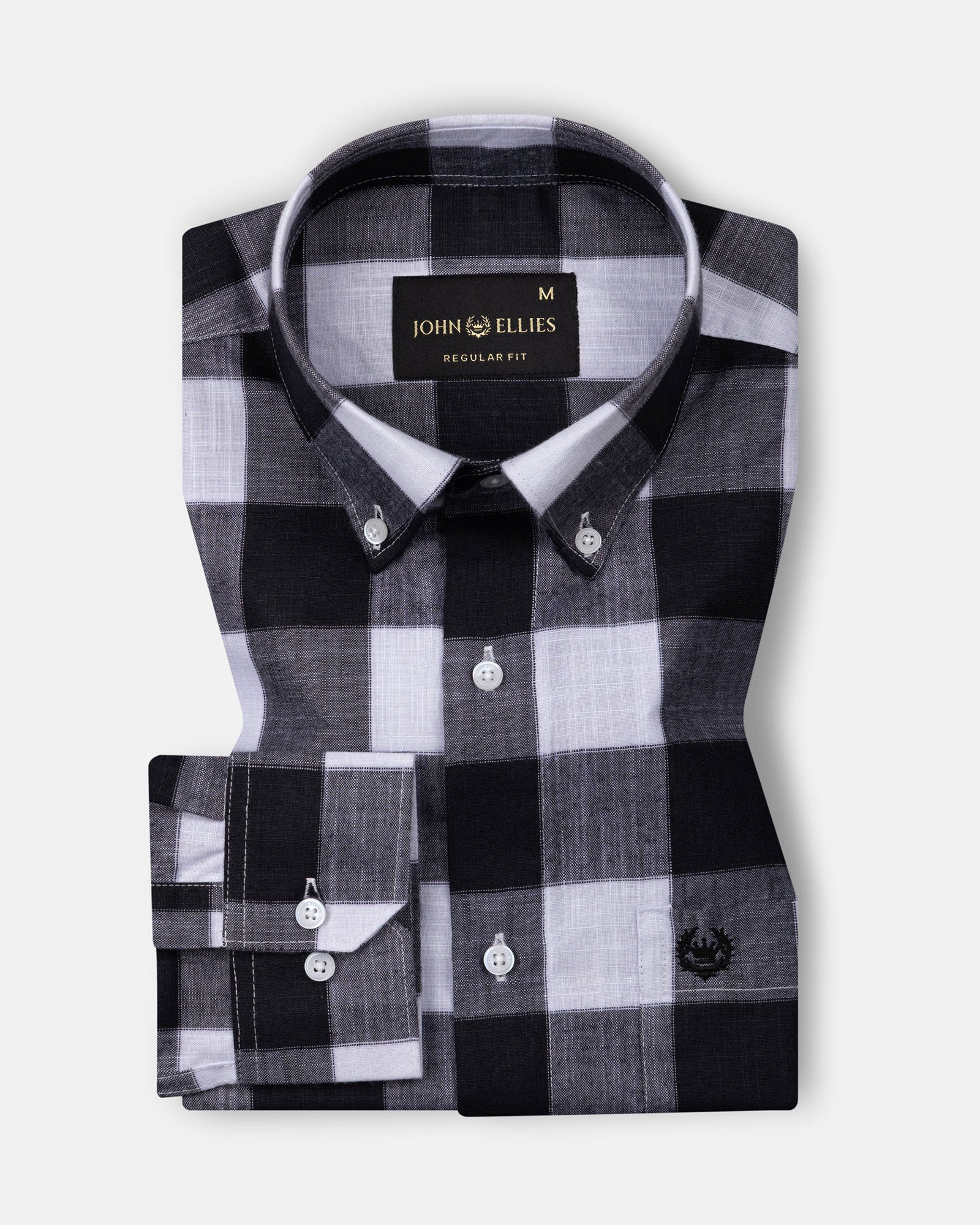 Plix Black Check Button Down Linen Shirt - John Ellies