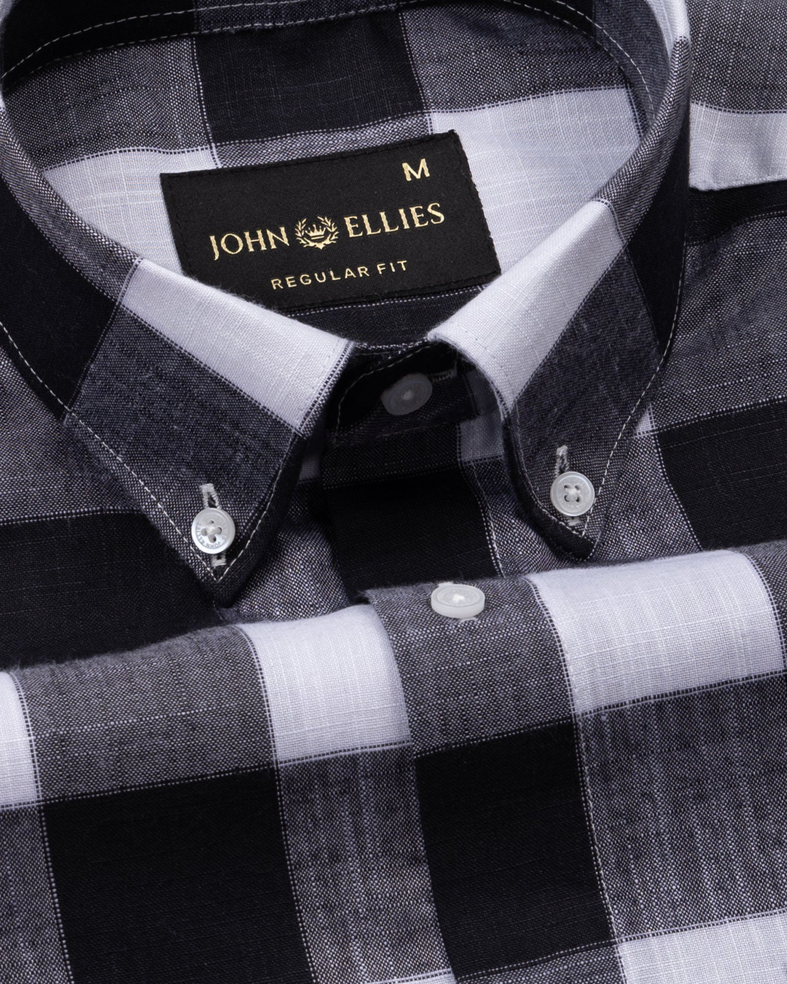Plix Black Check Button Down Linen Shirt - John Ellies
