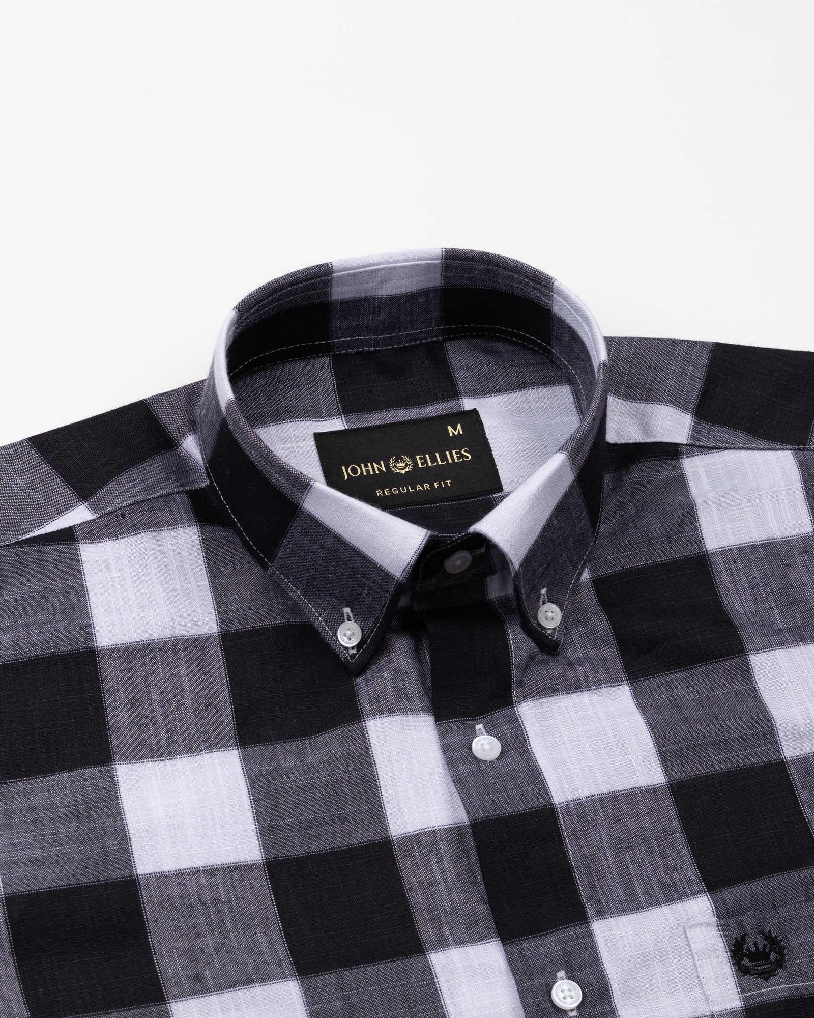Plix Black Check Button Down Linen Shirt - John Ellies