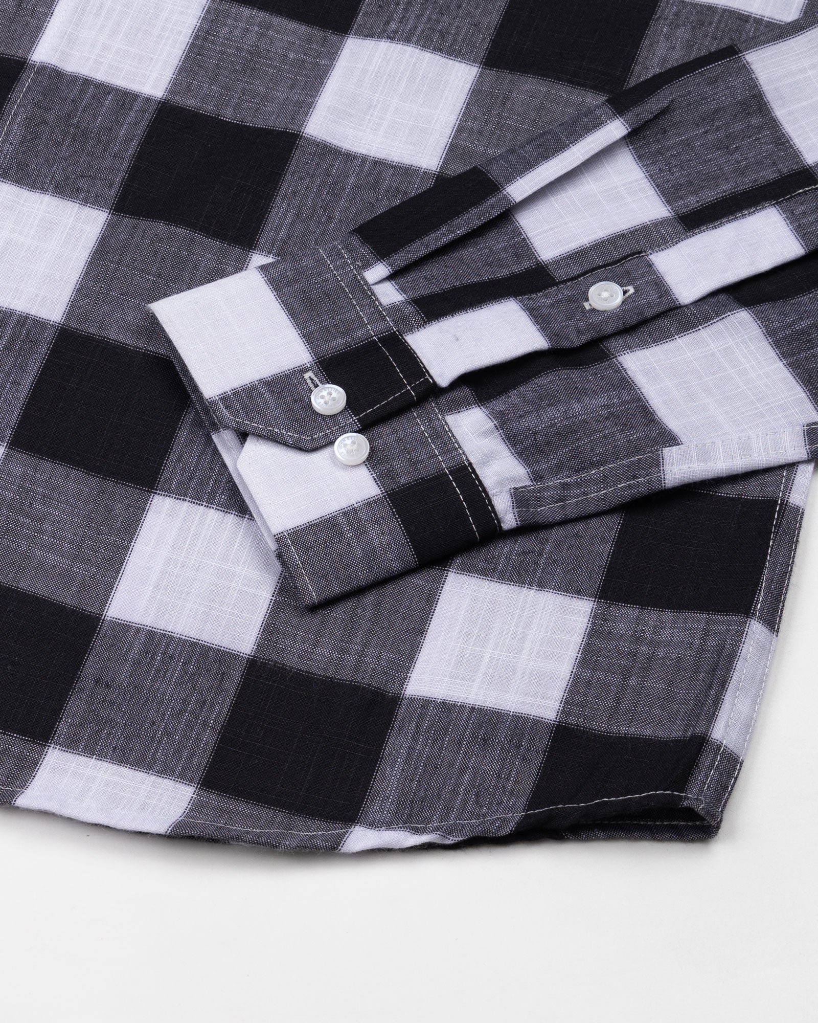 Plix Black Check Button Down Linen Shirt - John Ellies