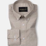 Haba Brown Stripes Button Down Linen Shirt - John Ellies