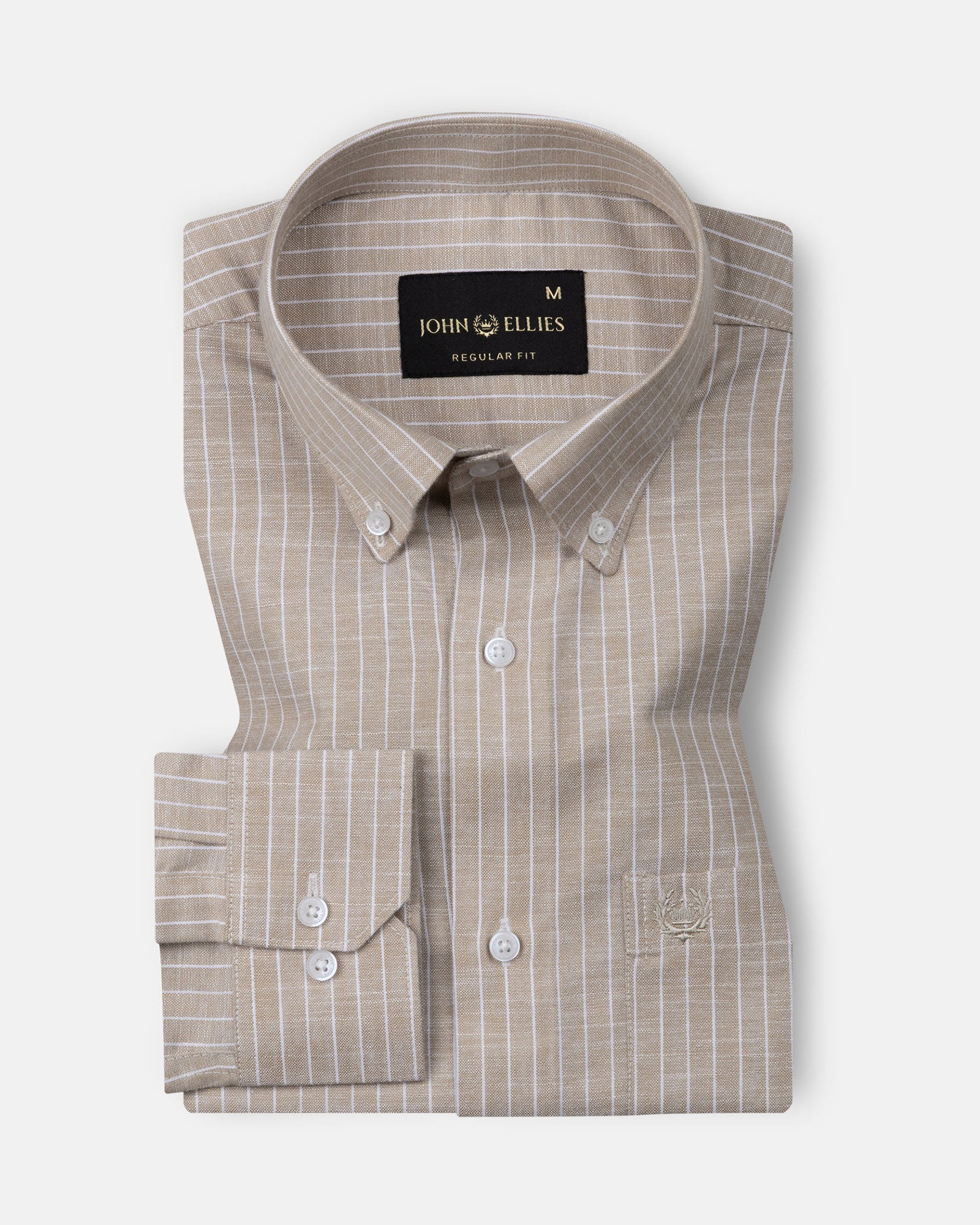 Haba Brown Stripes Button Down Linen Shirt - John Ellies