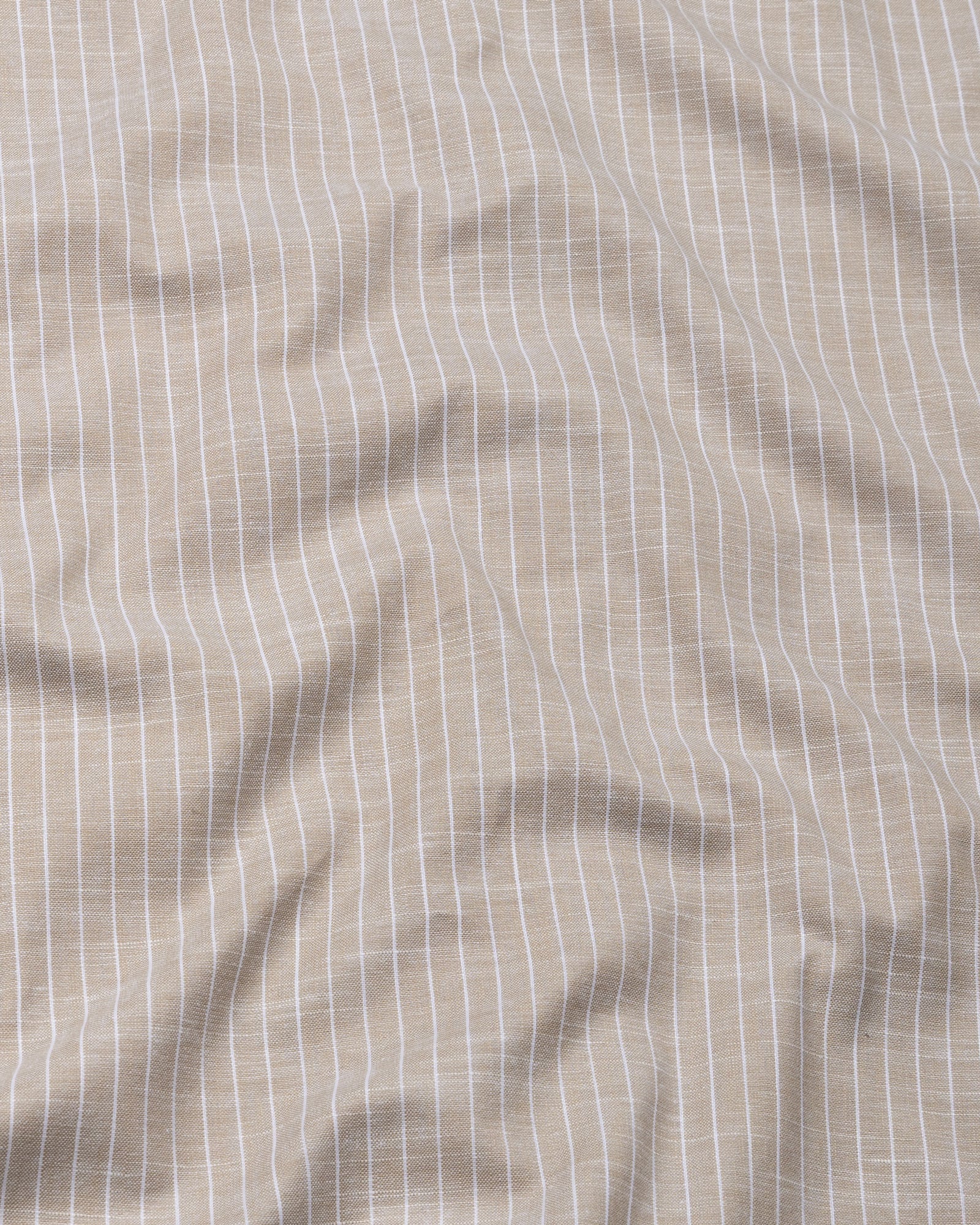 Haba Brown Stripes Button Down Linen Shirt - John Ellies