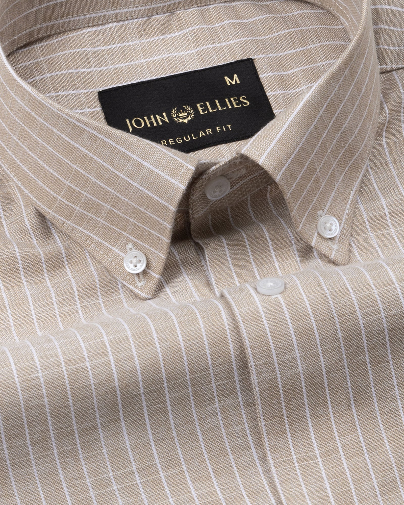 Haba Brown Stripes Button Down Linen Shirt - John Ellies
