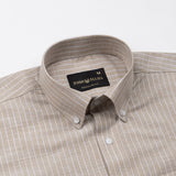 Haba Brown Stripes Button Down Linen Shirt - John Ellies