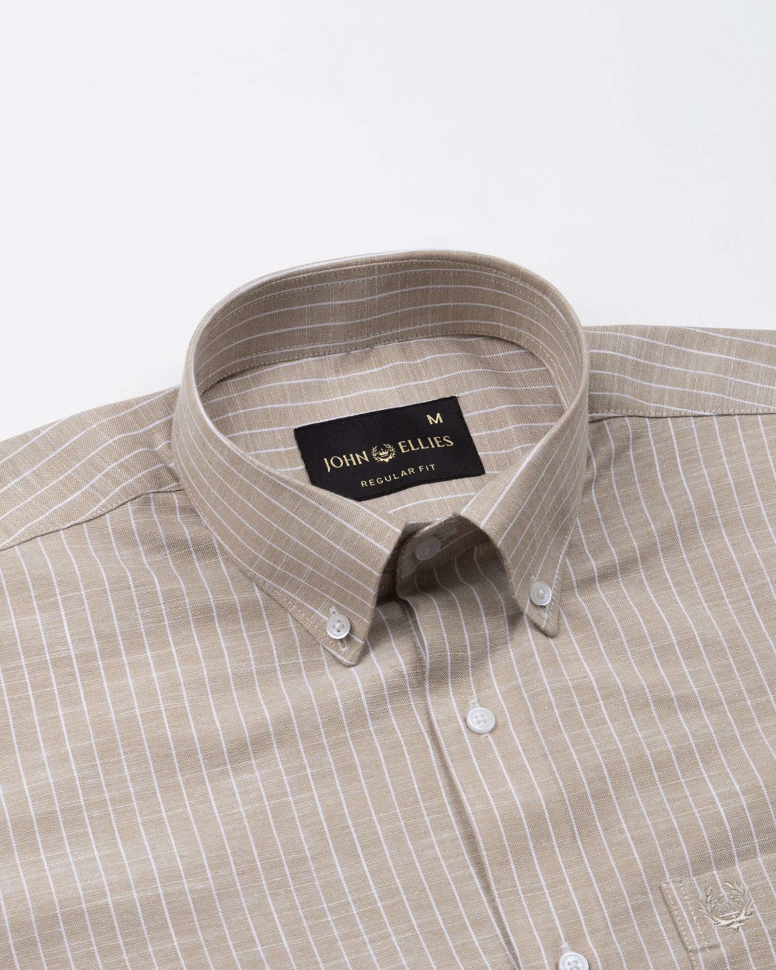 Haba Brown Stripes Button Down Linen Shirt - John Ellies