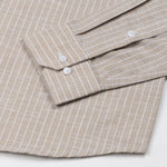 Haba Brown Stripes Button Down Linen Shirt - John Ellies