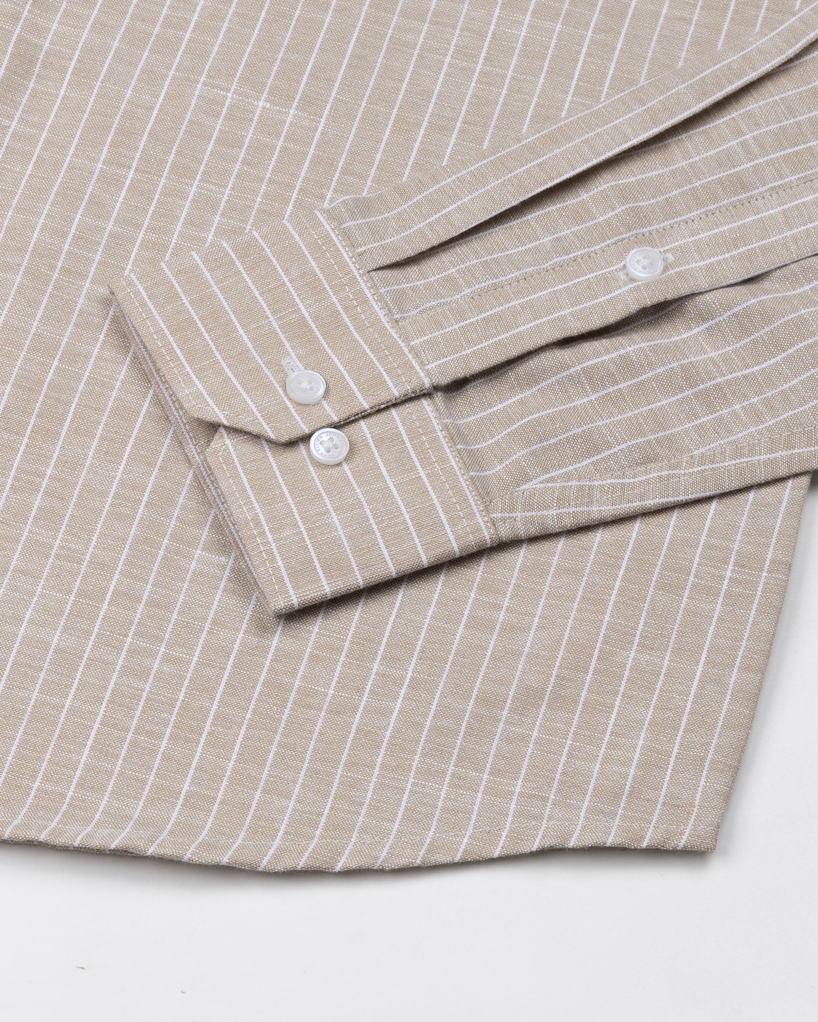 Haba Brown Stripes Button Down Linen Shirt - John Ellies