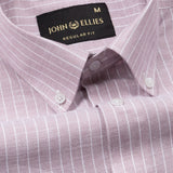 Haba Purple Stripes Button Down Linen Shirt - John Ellies