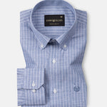 Haba Blue Stripes Button Down Linen Shirt - John Ellies