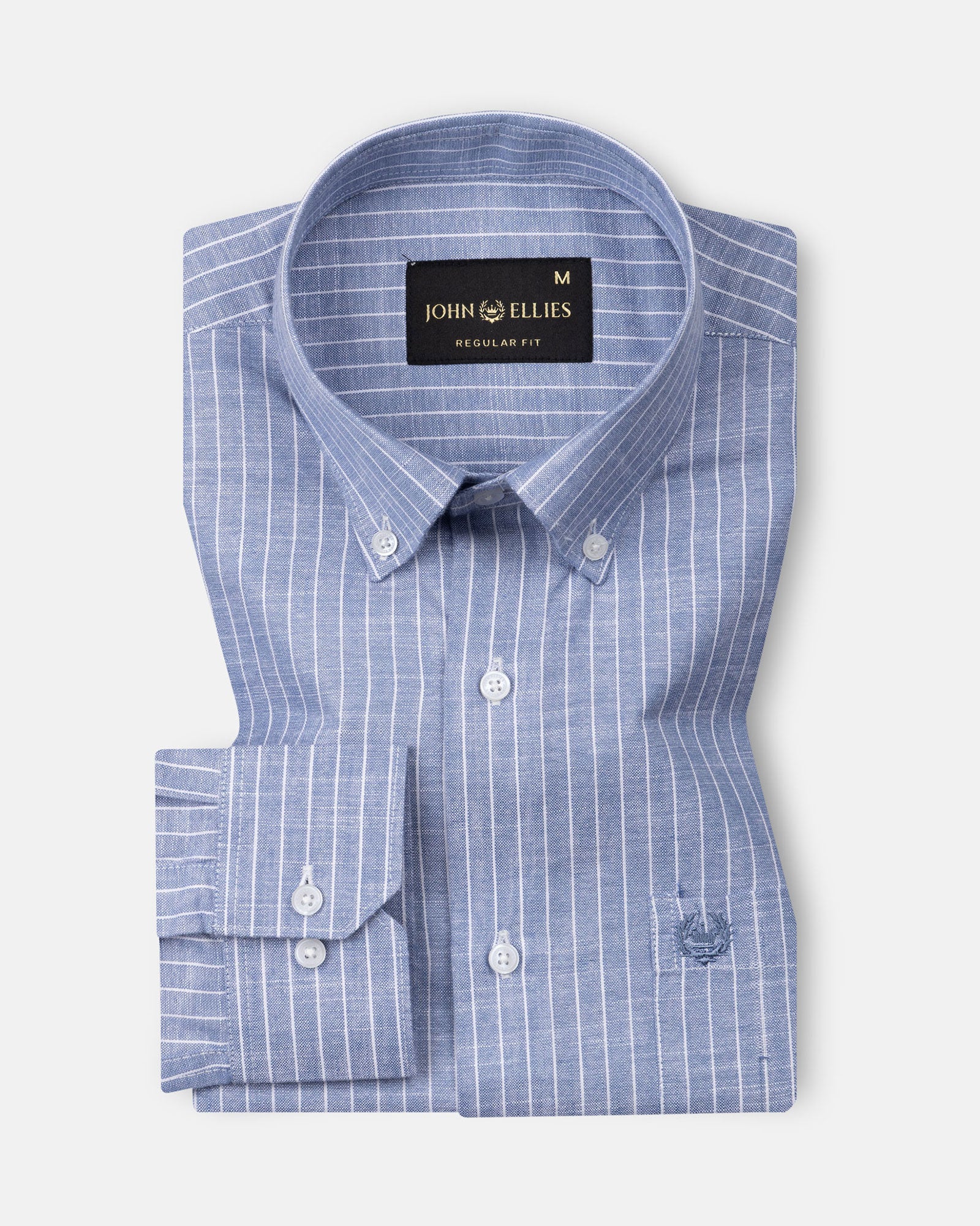 Haba Blue Stripes Button Down Linen Shirt - John Ellies