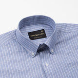 Haba Blue Stripes Button Down Linen Shirt - John Ellies