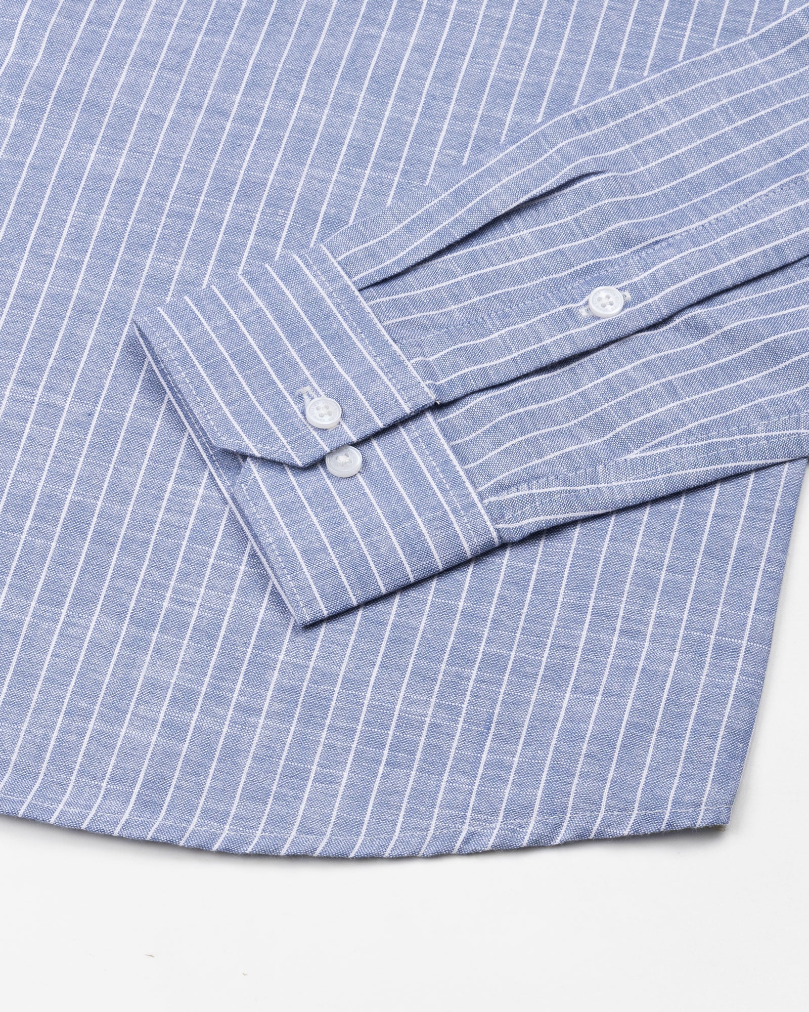 Haba Blue Stripes Button Down Linen Shirt - John Ellies