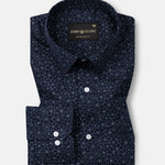 Leeds Navy Blue Cotton Printed Shirt - John Ellies