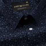Leeds Navy Blue Cotton Printed Shirt - John Ellies