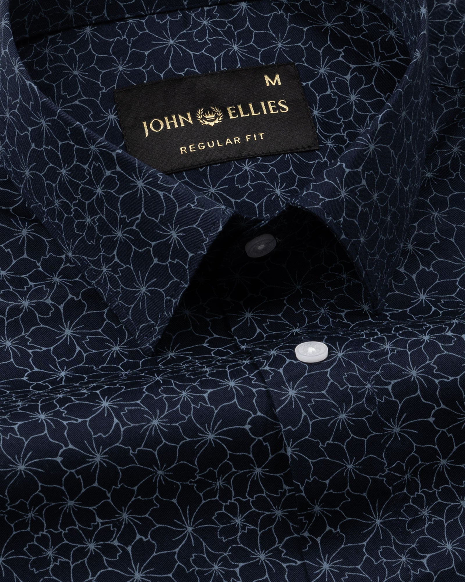 Leeds Navy Blue Cotton Printed Shirt - John Ellies