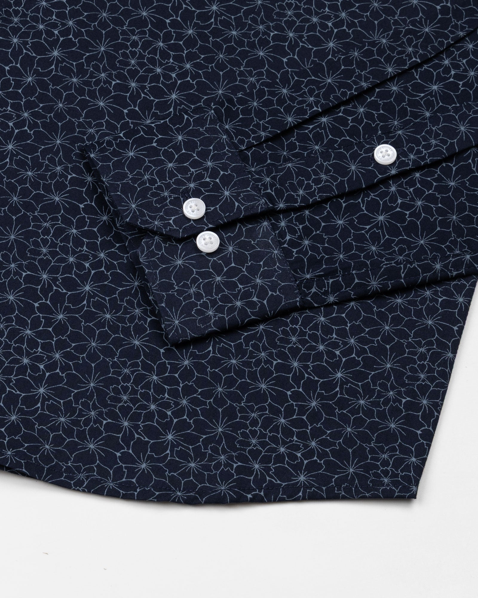 Leeds Navy Blue Cotton Printed Shirt - John Ellies