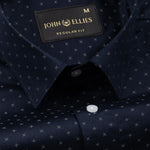 Leeds Navy Blue Cotton Micro Printed Shirt - John Ellies