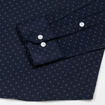 Leeds Navy Blue Cotton Micro Printed Shirt - John Ellies