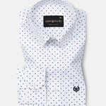 Leeds White Cotton Micro Printed Shirt - John Ellies