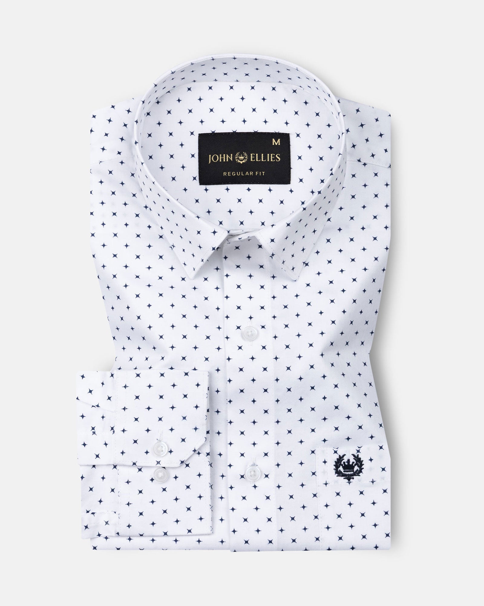 Leeds White Cotton Micro Printed Shirt - John Ellies