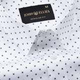 Leeds White Cotton Micro Printed Shirt - John Ellies