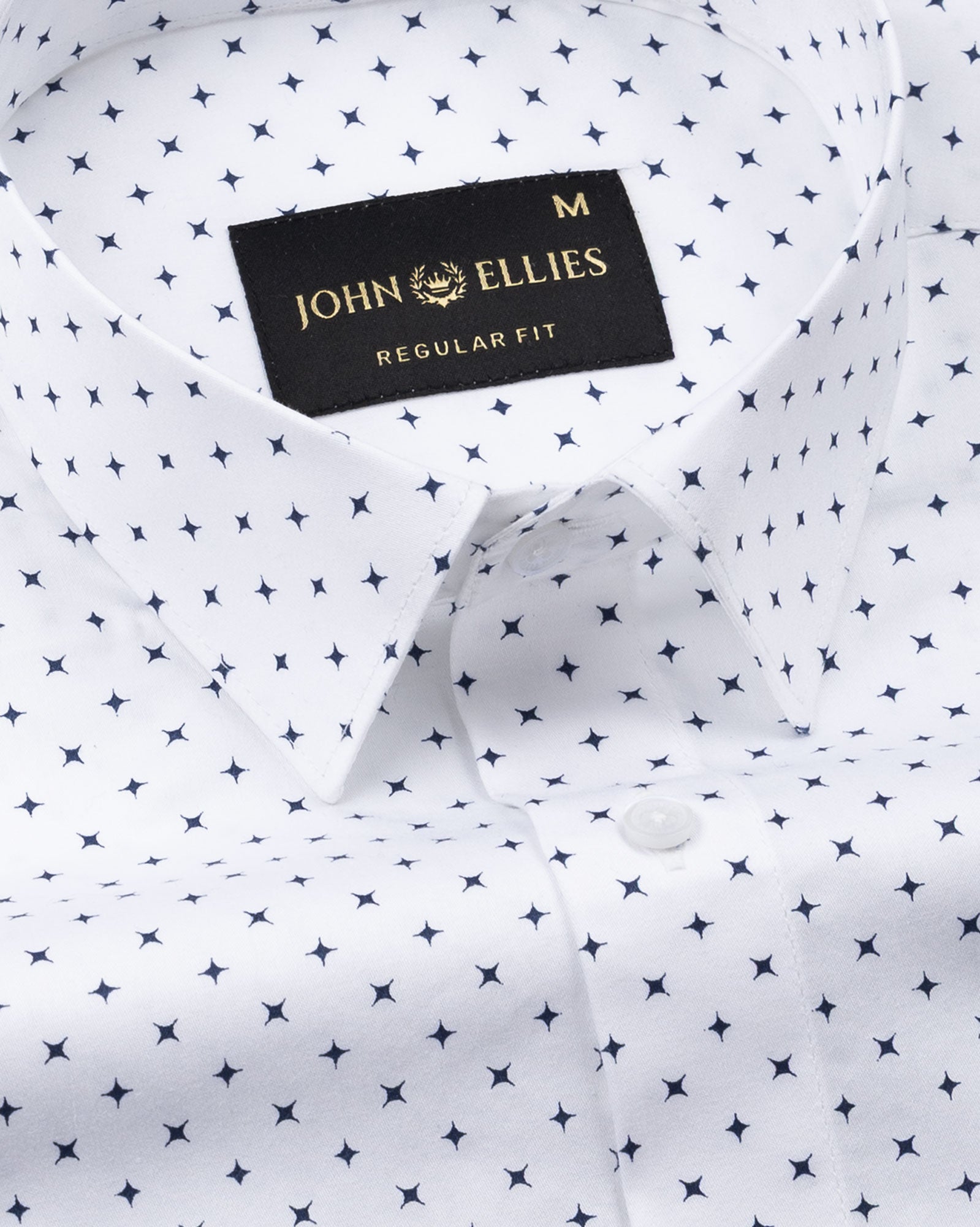 Leeds White Cotton Micro Printed Shirt - John Ellies
