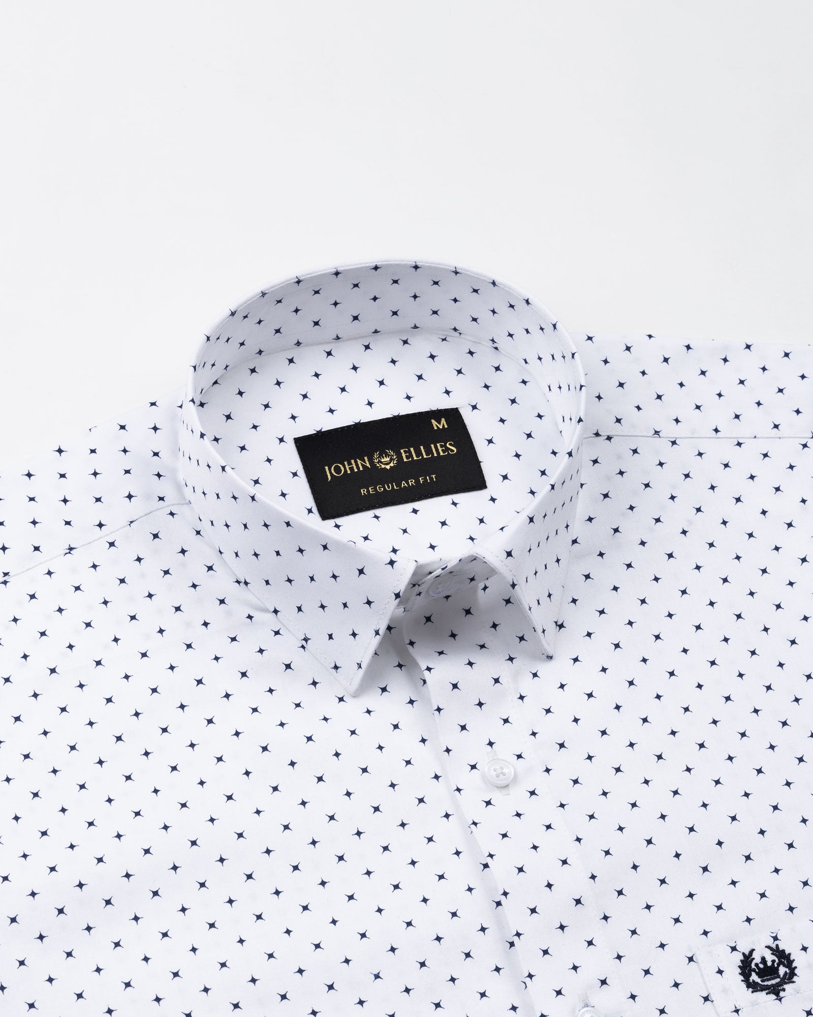 Leeds White Cotton Micro Printed Shirt - John Ellies