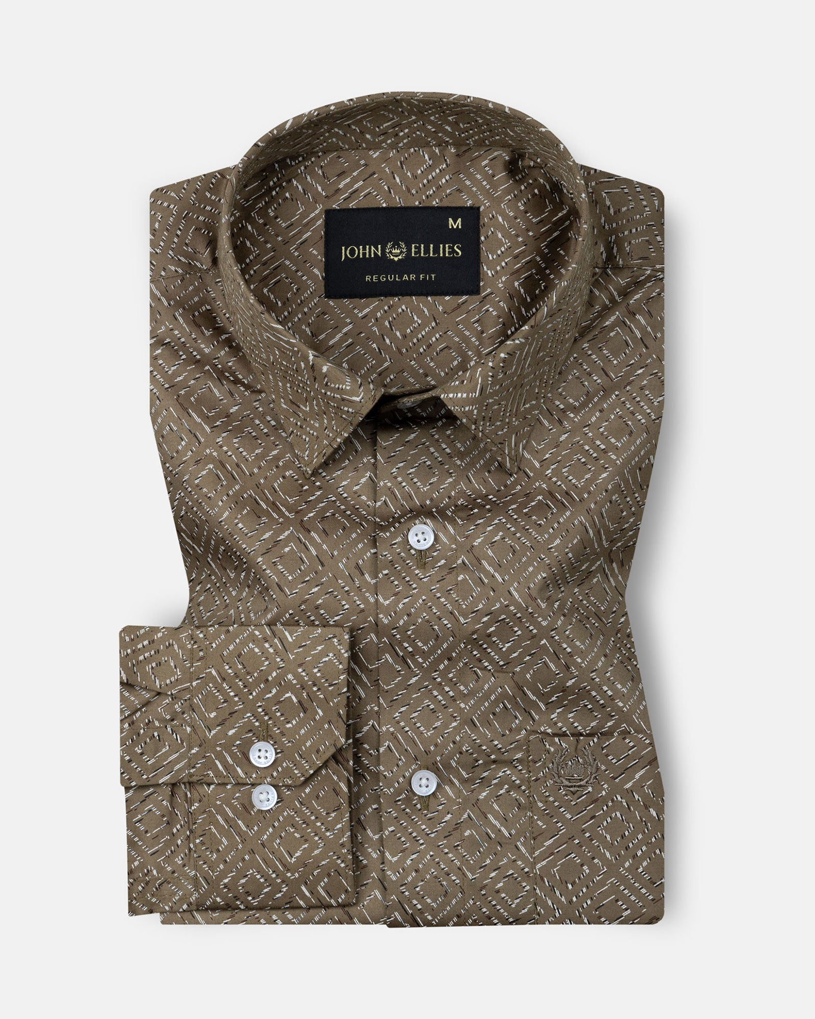 Leeds Brown Cotton Printed Shirt - John Ellies