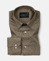 Leeds Brown Cotton Printed Shirt