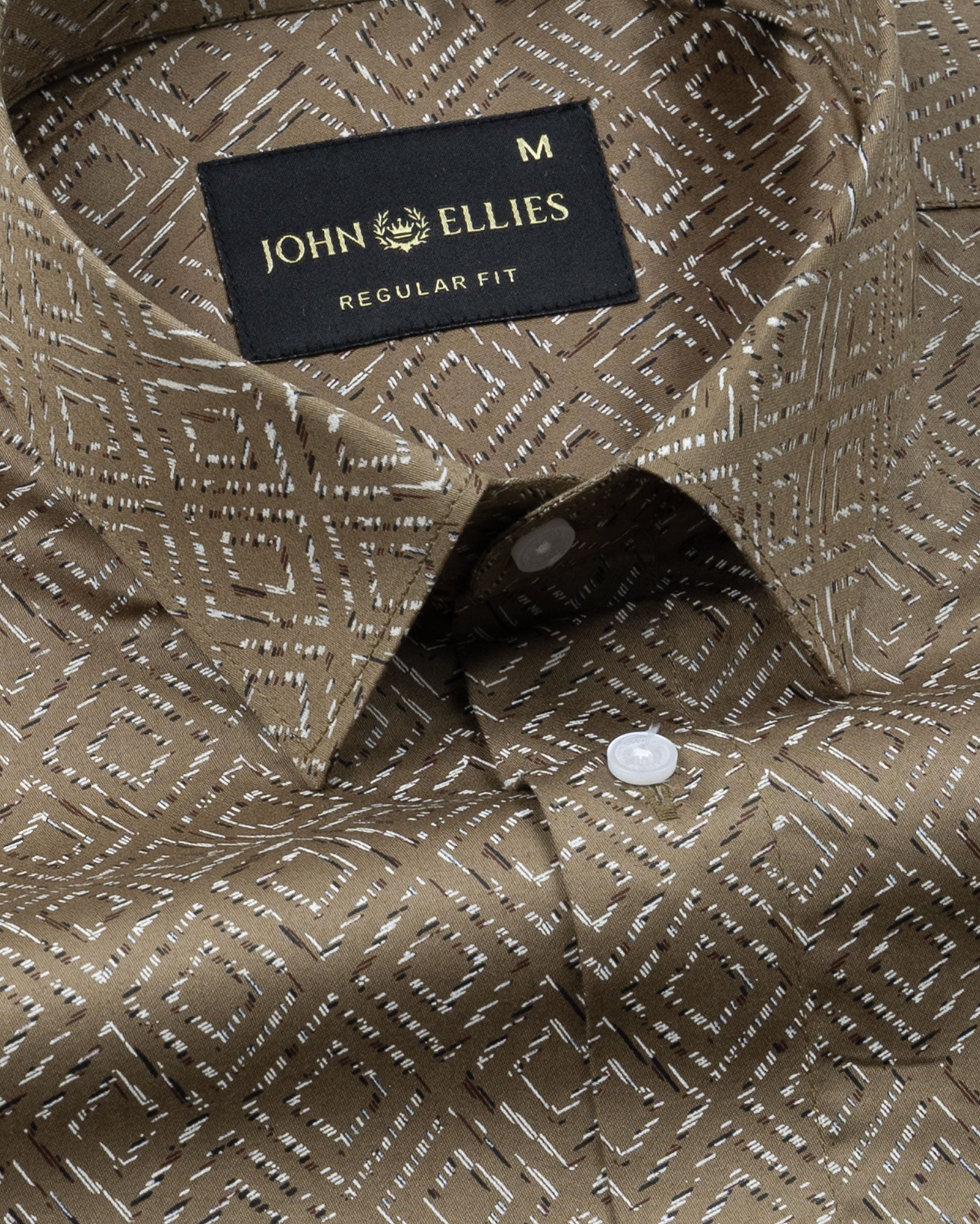 Leeds Brown Cotton Printed Shirt - John Ellies