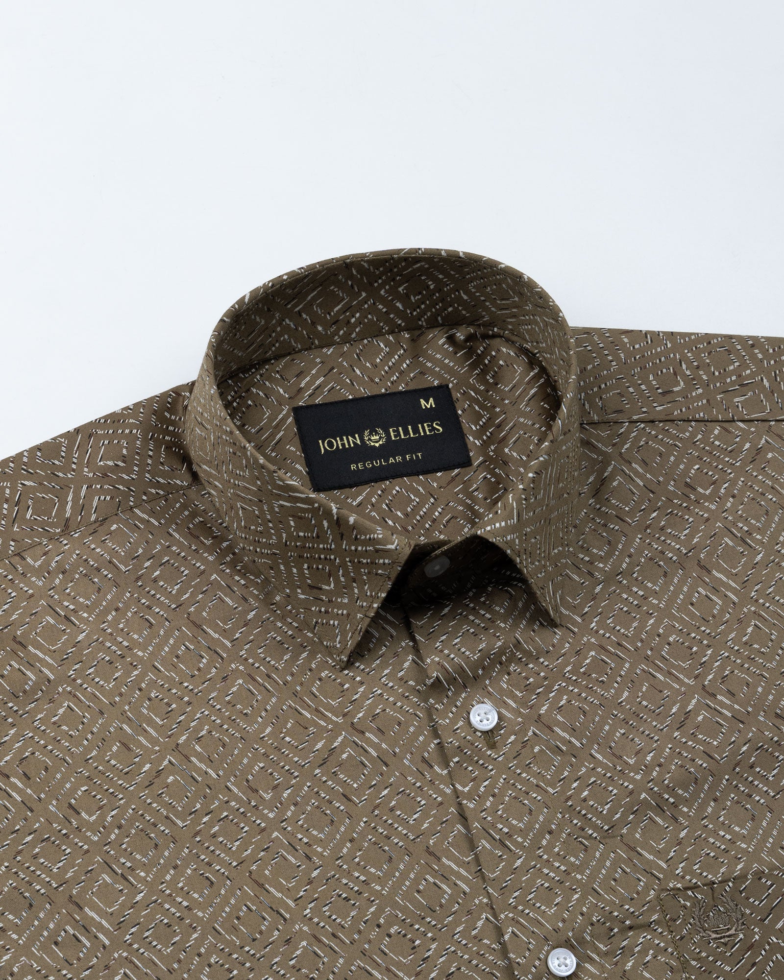 Leeds Brown Cotton Printed Shirt - John Ellies