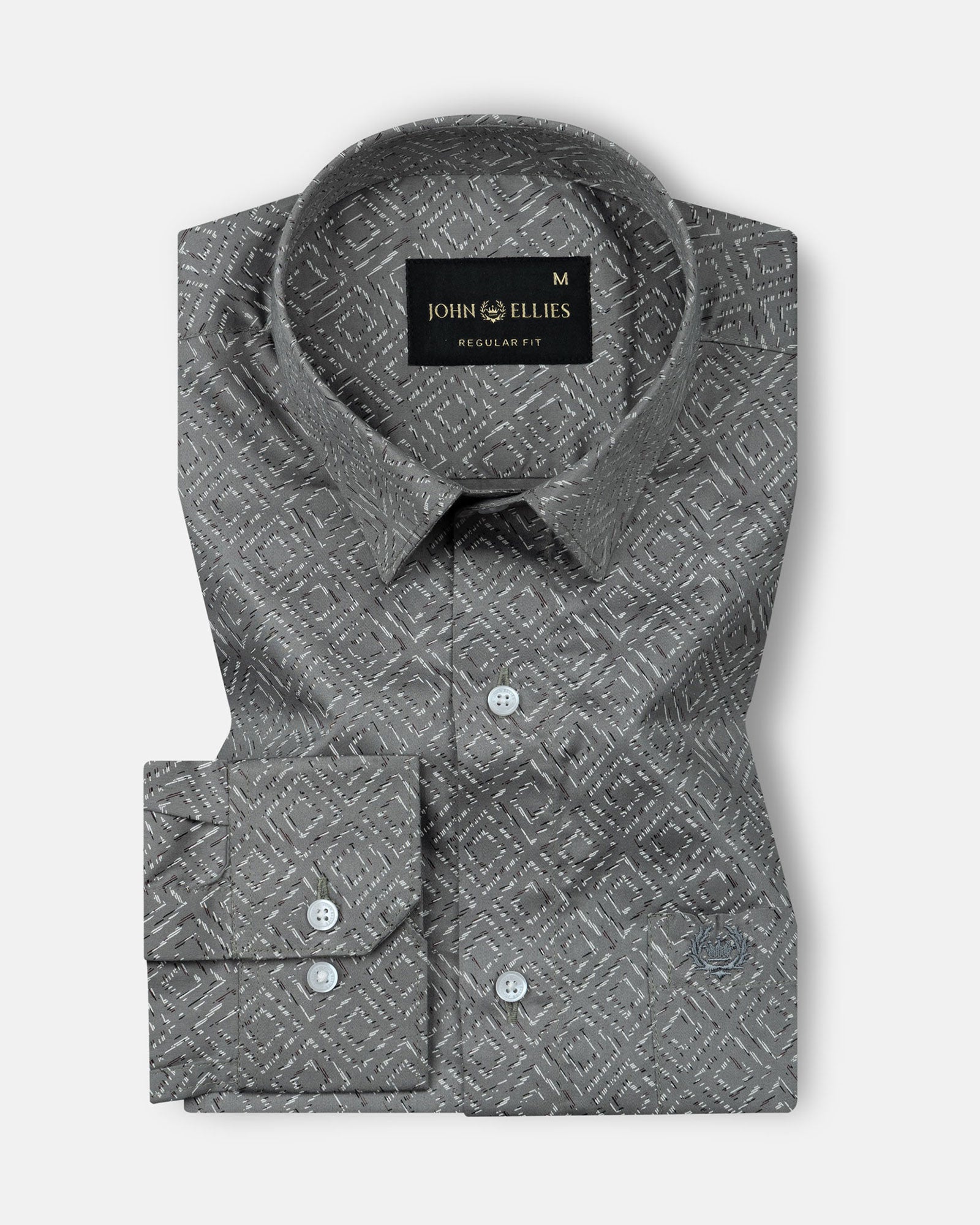Leeds Grey Cotton Printed Shirt - John Ellies
