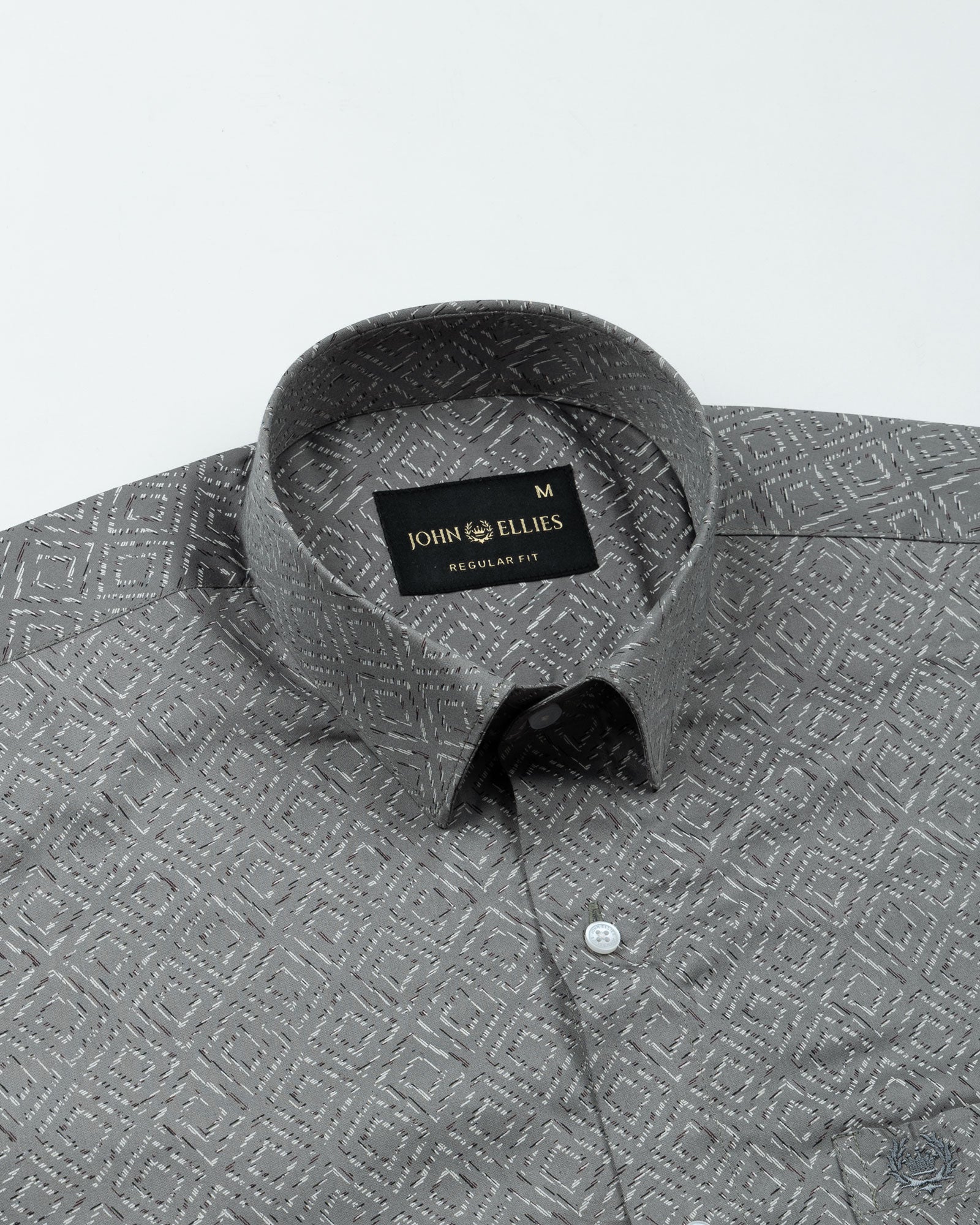 Leeds Grey Cotton Printed Shirt - John Ellies