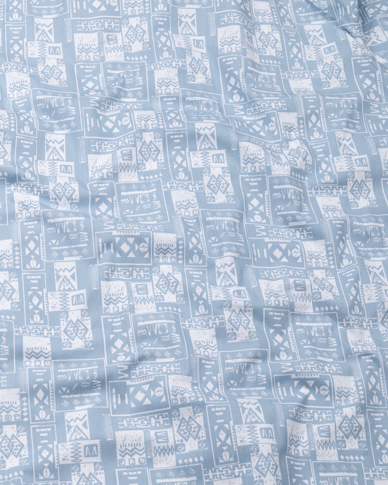 Gazan Blue Cotton Geometric Printed Shirt - John Ellies