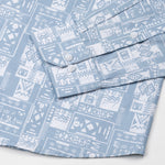 Gazan Blue Cotton Geometric Printed Shirt - John Ellies