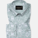 Gazan Olive Cotton Geometric Printed Shirt - John Ellies