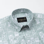 Gazan Olive Cotton Geometric Printed Shirt - John Ellies