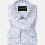 Gazan Steel Blue Cotton Printed Shirt - John Ellies