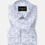 Gazan Steel Blue Cotton Printed Shirt - John Ellies
