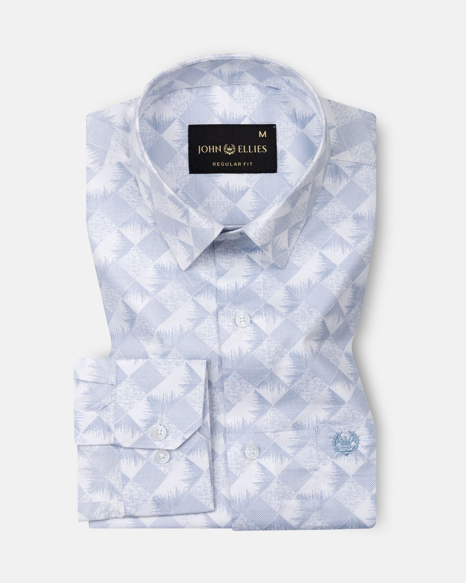 Gazan Steel Blue Cotton Printed Shirt - John Ellies