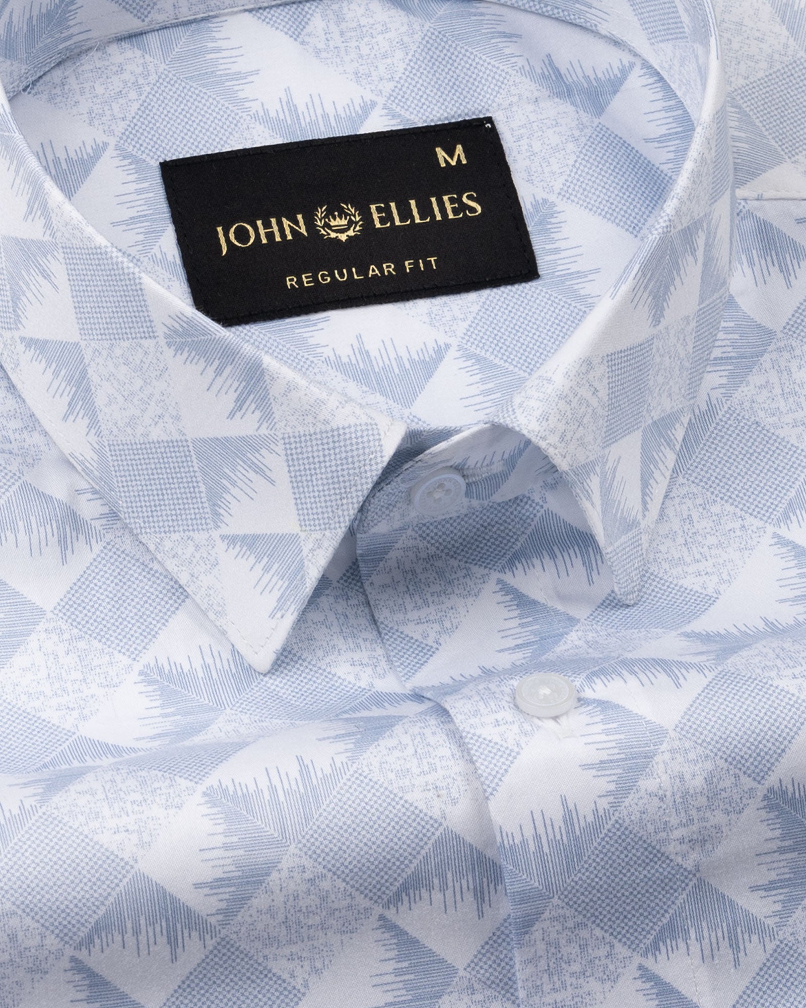 Gazan Steel Blue Cotton Printed Shirt - John Ellies