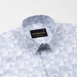 Gazan Steel Blue Cotton Printed Shirt - John Ellies