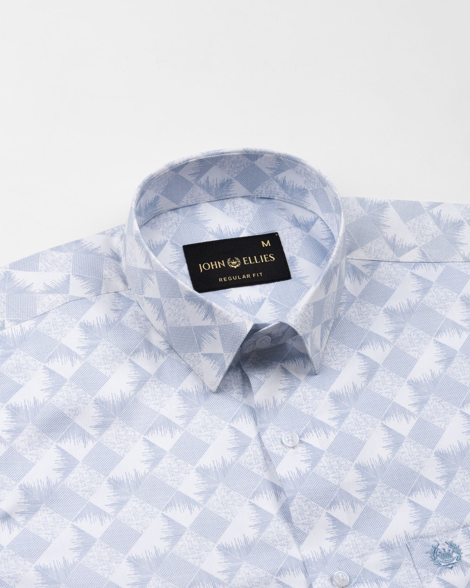 Gazan Steel Blue Cotton Printed Shirt - John Ellies